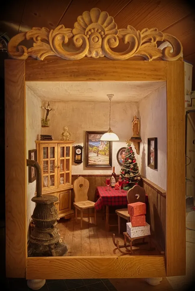 Weihnachten in der kleinen Bauernstube.